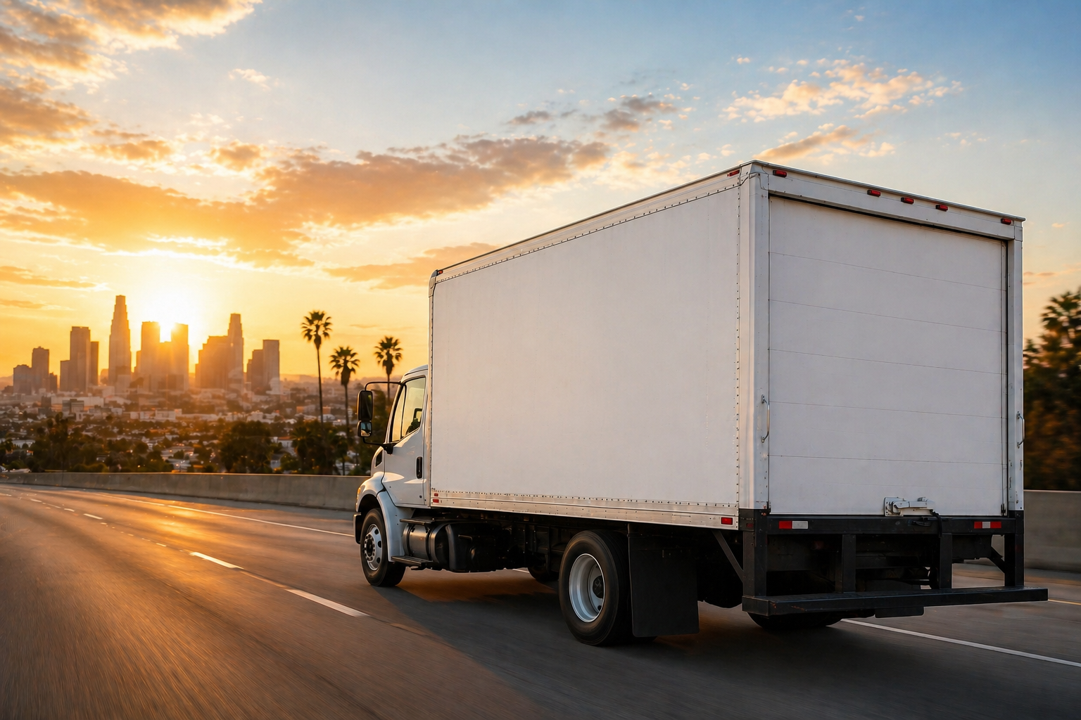 long distance moving truck on highway